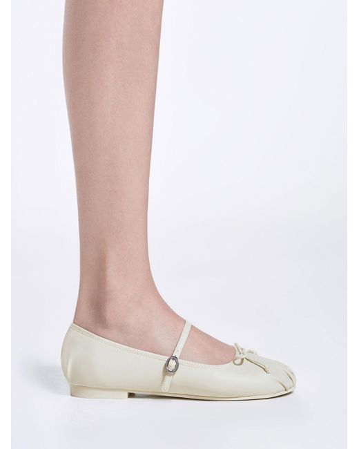 Charles & Keith Natural Emiko Bow Mary Jane Flats