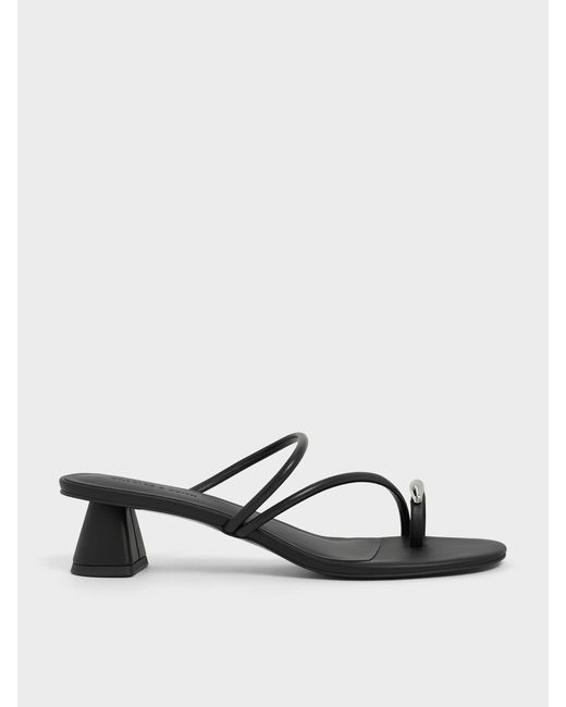 Charles & Keith White Toe-Ring Strappy Heels