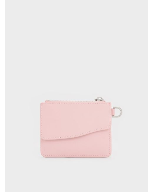 Charles & Keith Pink Agatha Chain-accent Wristlet Card Holder