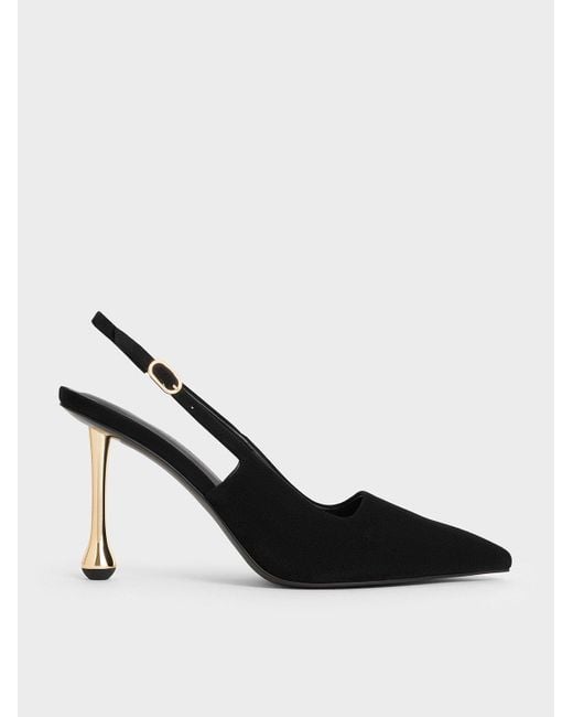 Charles & Keith Multicolor Faux Suede Sculptural-Heel Pointed-Toe Pumps