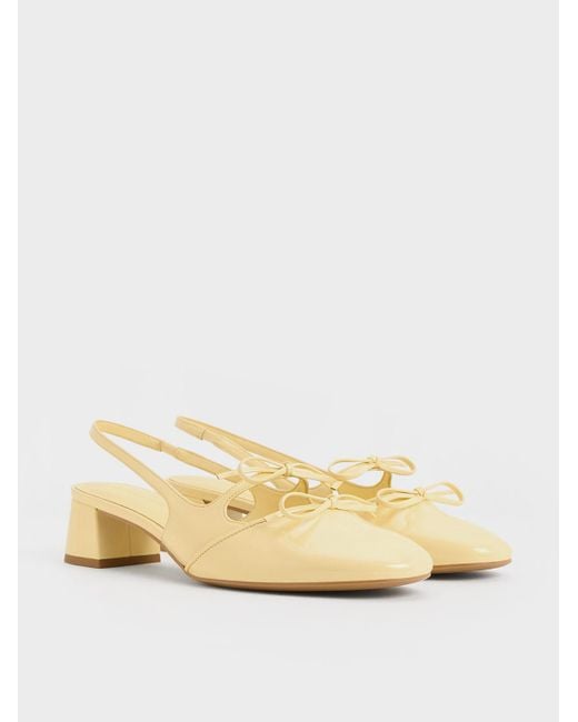 Charles & Keith Natural Dorri Double-bow Slingback Pumps