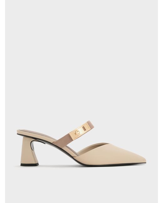 Charles & Keith White Lando Heeled Mules