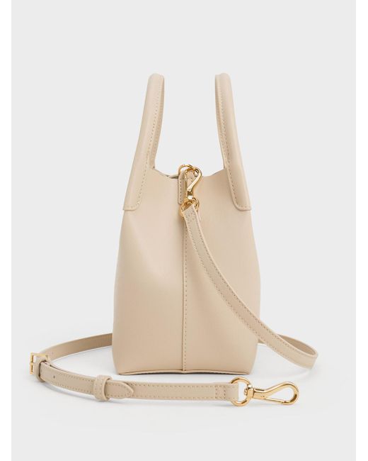 Charles & Keith White Aubrielle Bucket Bag
