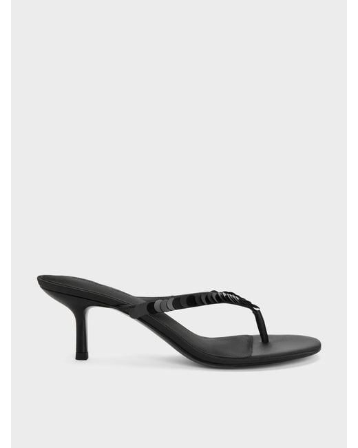 Charles & Keith Multicolor Briella Sequinned Heeled Thong Sandals