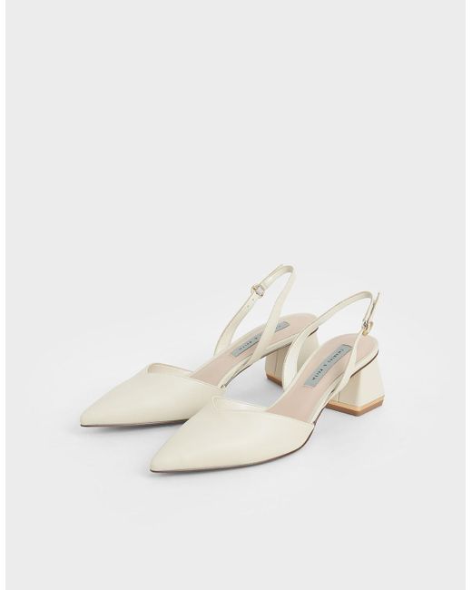 Charles & Keith Multicolor Trapeze Heel Slingback Pumps