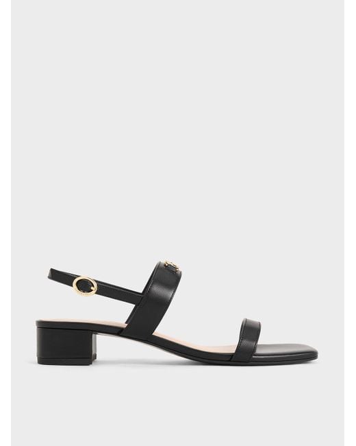 Charles & Keith White Metallic-accent Slingback Sandals