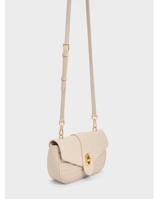 Charles & Keith Natural Aubrielle Panelled Crossbody Bag