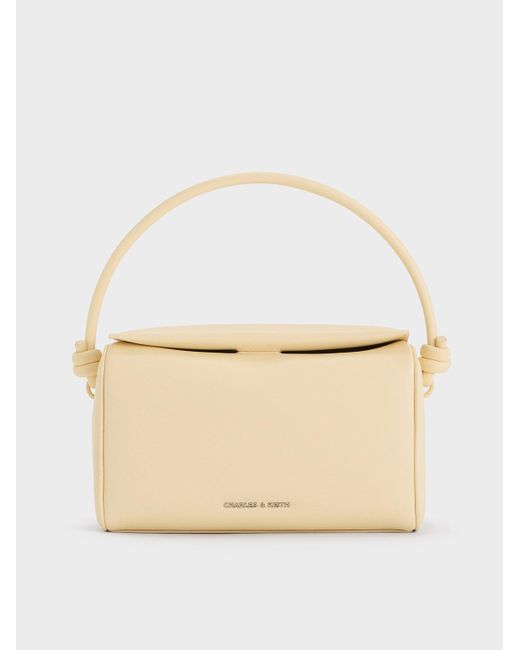 Charles & Keith Natural Sammie Knotted-Handle Boxy Bag