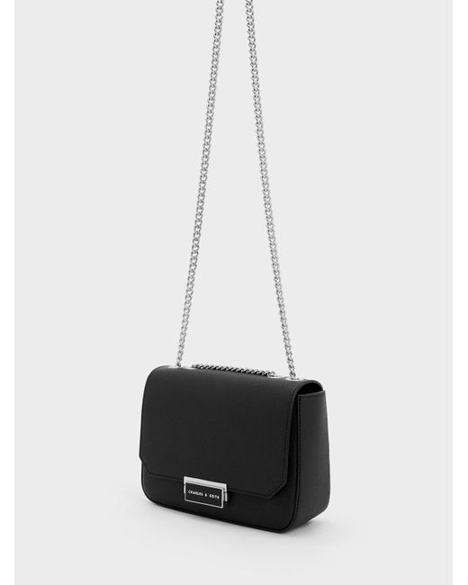 Charles & Keith Black Sue Chain-strap Shoulder Bag