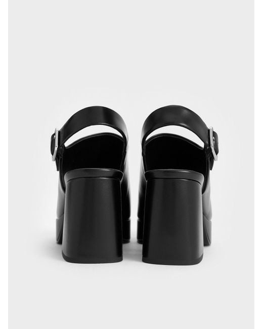 Charles & Keith Black Peep-toe Platform Sandals