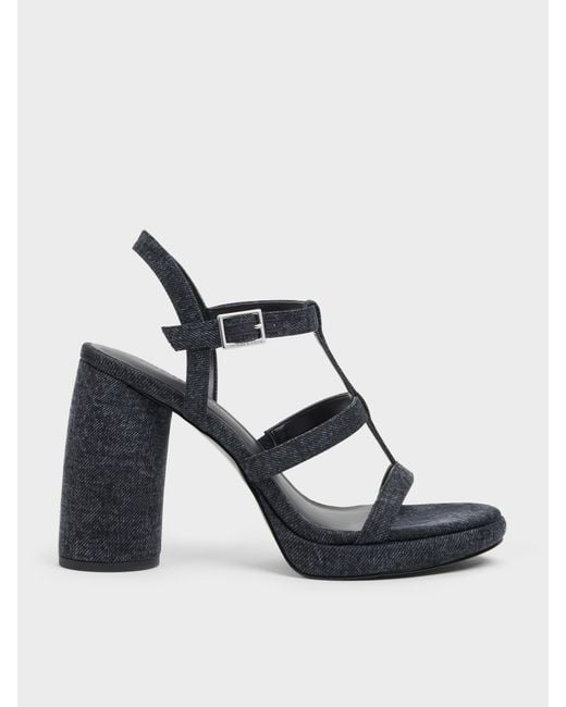 Charles & Keith White Aether Denim Platform Sandals