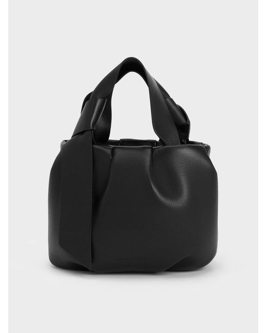 Charles & Keith Black Toni Knotted Ruched Bag