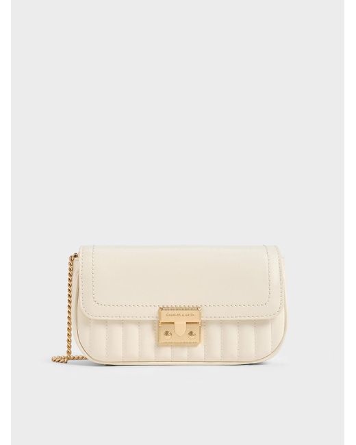 Charles & Keith Natural Mini Donna Crinkle-Effect Bag