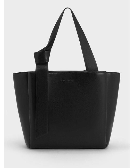 Charles & Keith Black Toni Knotted Tote Bag