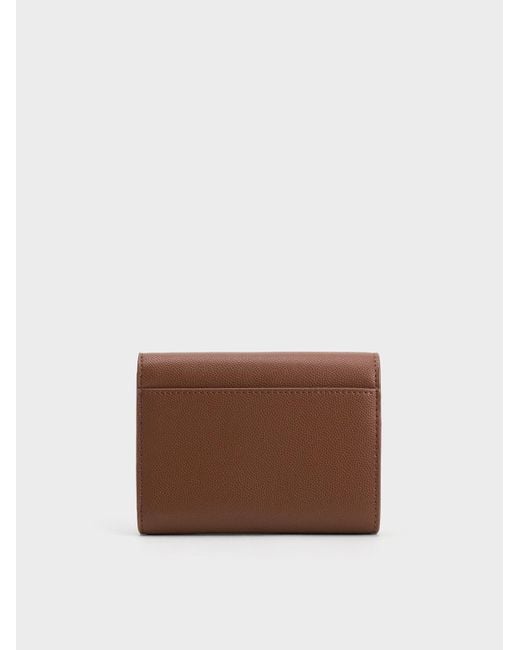 Charles & Keith Brown Curved Front Flap Wallet
