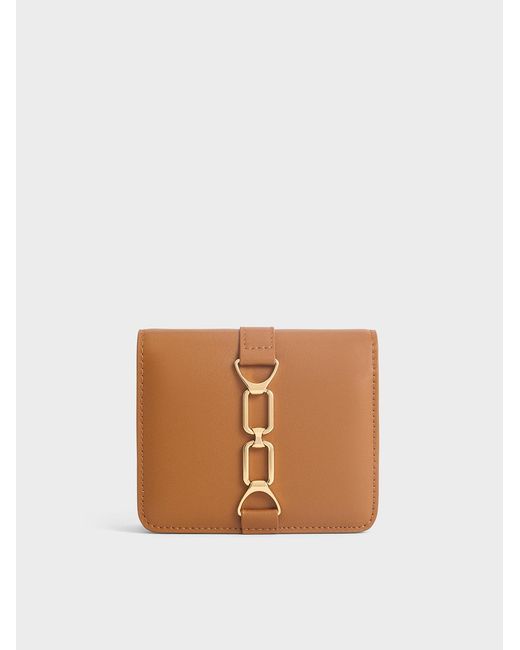 Charles & Keith Brown Agatha Chain-Accent Card Holder