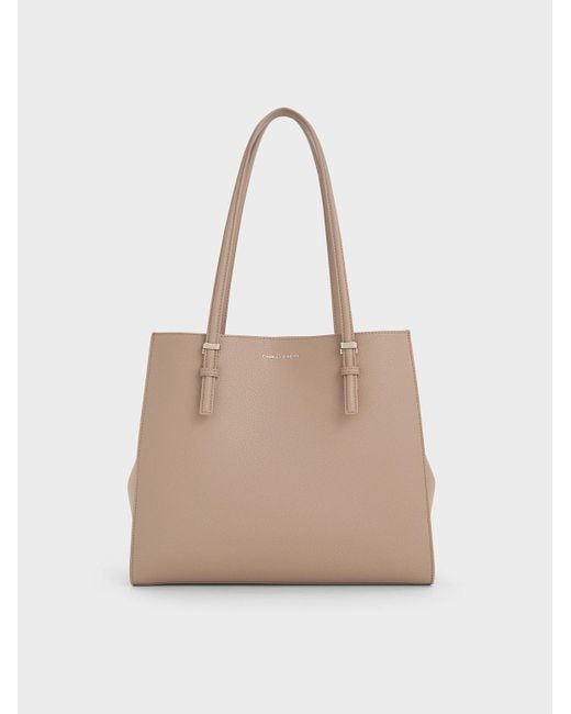 Charles & Keith Women's Natural Sansa Tote Bag