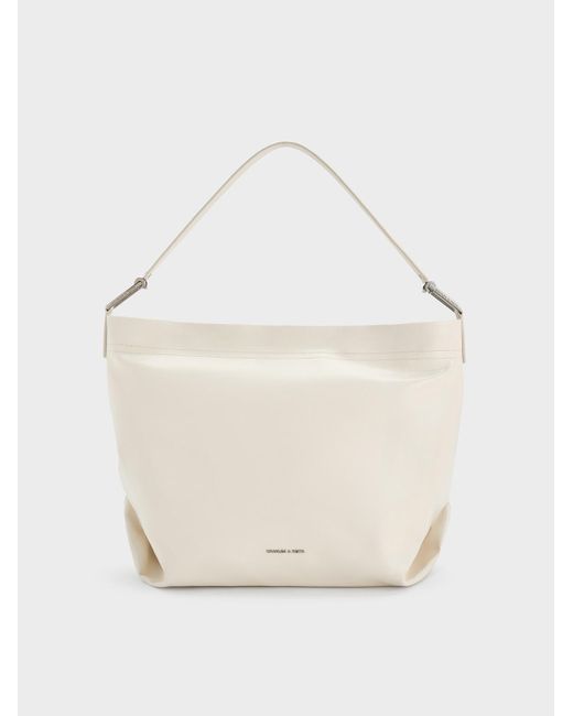 Charles & Keith Natural Sianna Slouchy Hobo Bag