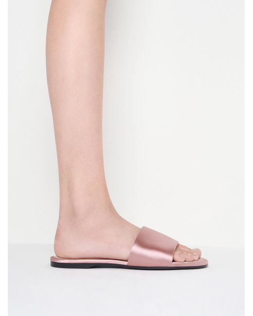 Charles & Keith Pink Satin Slide Sandals