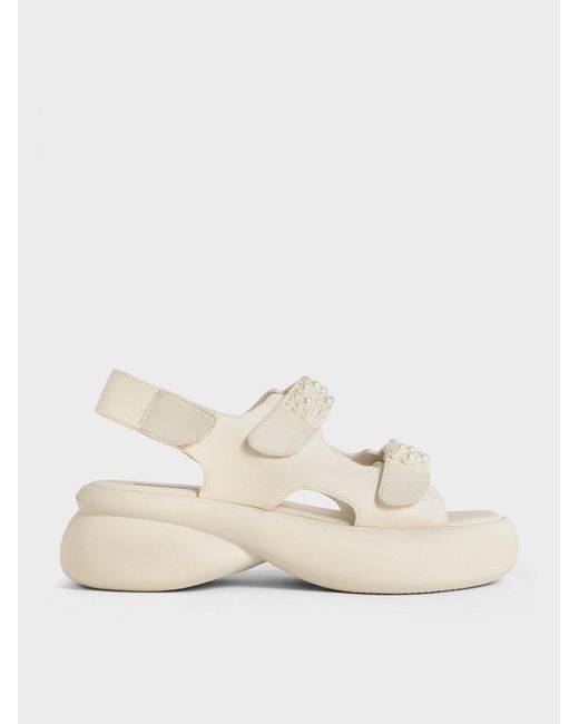 Charles & Keith Natural Beaded-strap Sports Sandals