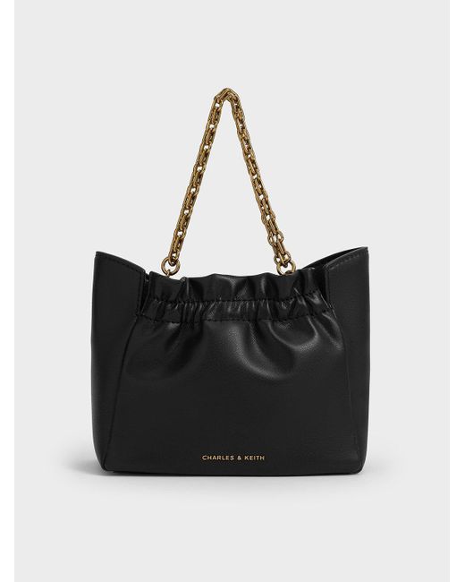 Charles & Keith Brigette Ruched Chainhandle Shoulder Bag in Black Lyst