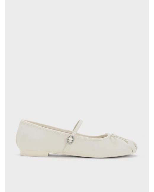 Charles & Keith Natural Emiko Bow Mary Jane Flats