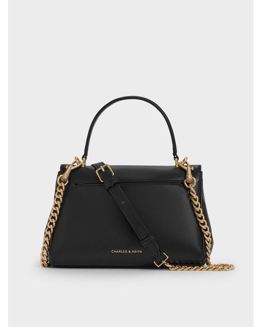 Charles & Keith Black Lennie Chain-Strap Top Handle Bag