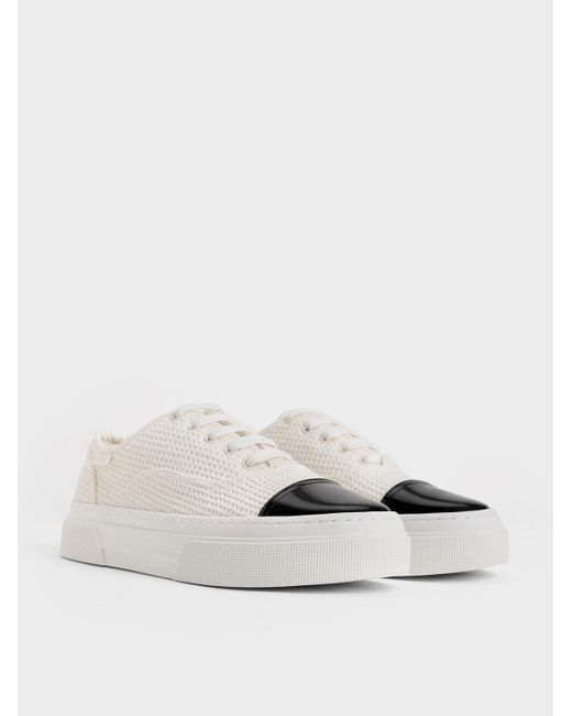 Charles & Keith Natural Joshi Textured Two-tone Sneakers