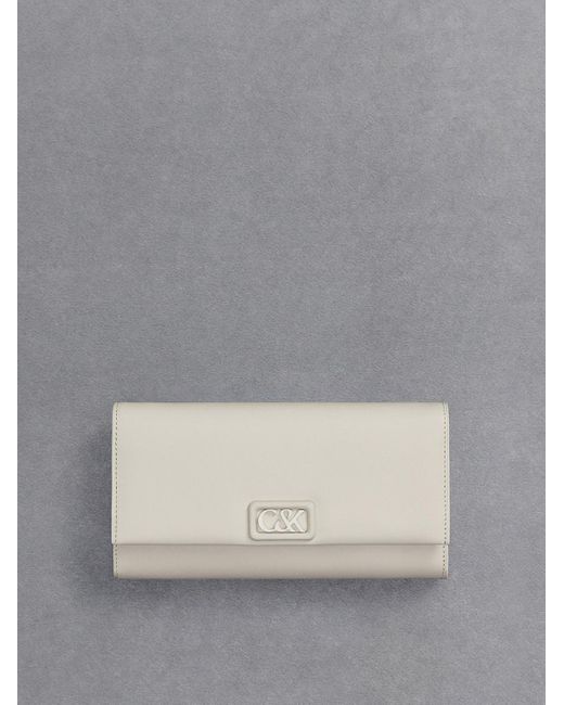 Charles & Keith Gray Leather Chain-strap Wallet