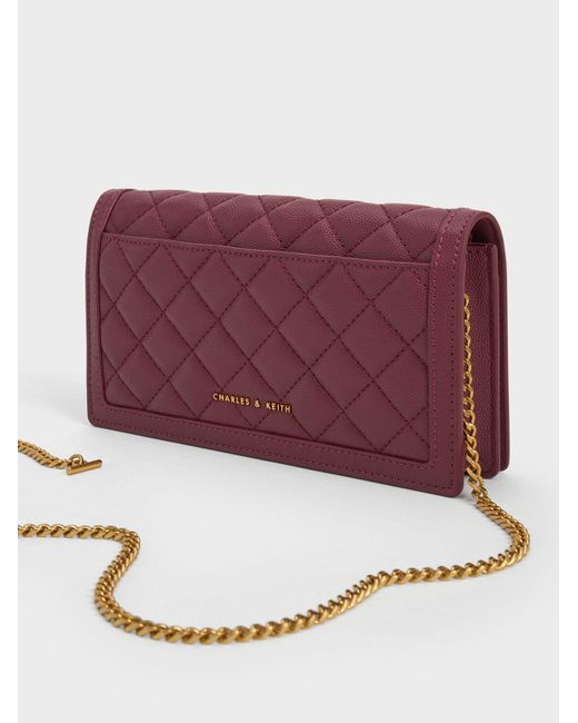 Charles & Keith Purple Micaela Quilted Long Wallet