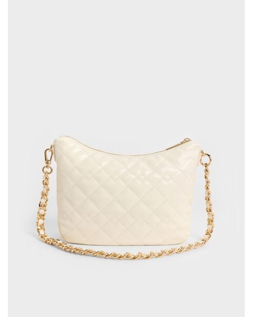 Charles & Keith Natural Duo Quilted Slouchy Hobo Bag