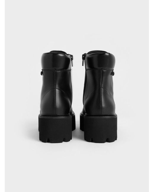 Charles & Keith Black Ripley Ridged Sole Ankle Boots