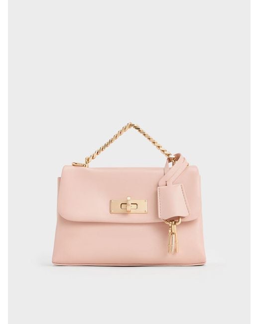 Charles & Keith Pink Mini Kerry Chain-Handle Crossbody Bag