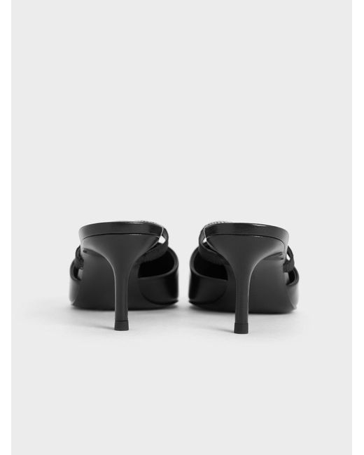 Charles & Keith Black Grosgrain-strap Pointed-toe Mules