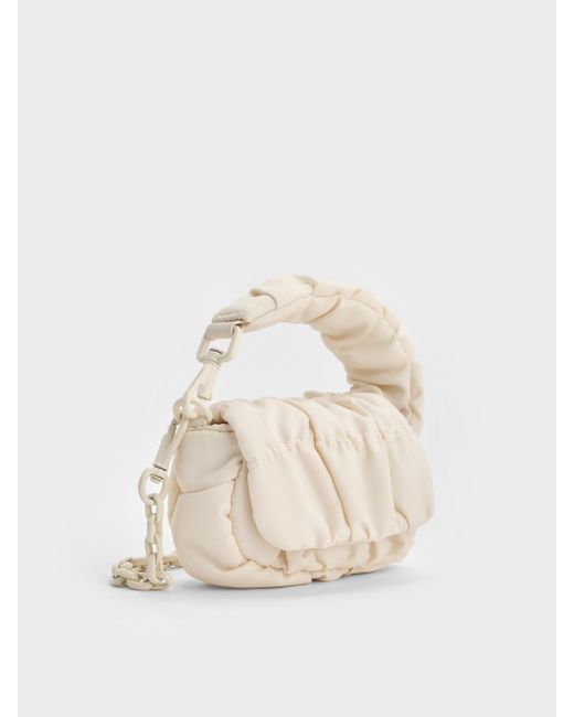Charles & Keith Natural Klio Nylon Ruched Micro Bag Charm
