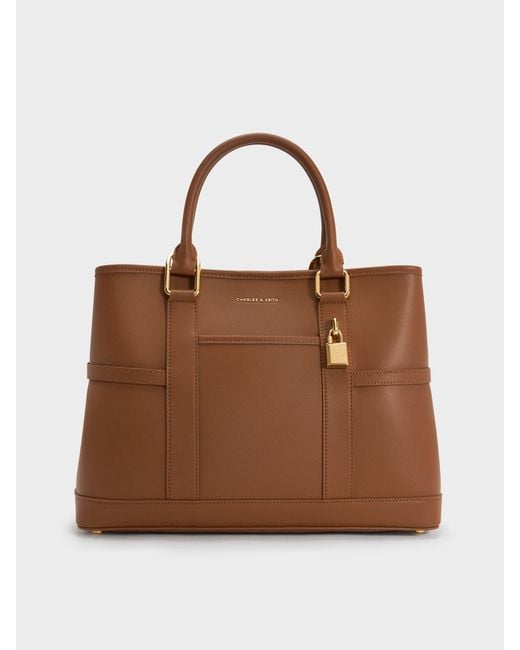 Charles & Keith Brown Scottie Tote Bag