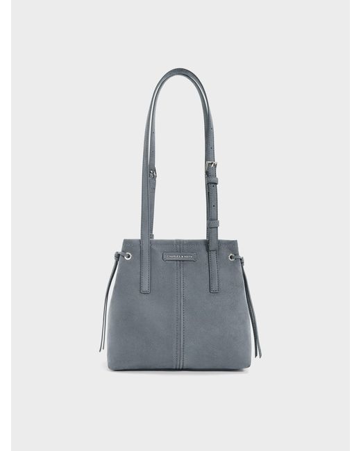 Charles & Keith Blue Noane Elongated-Handle Tote Bag