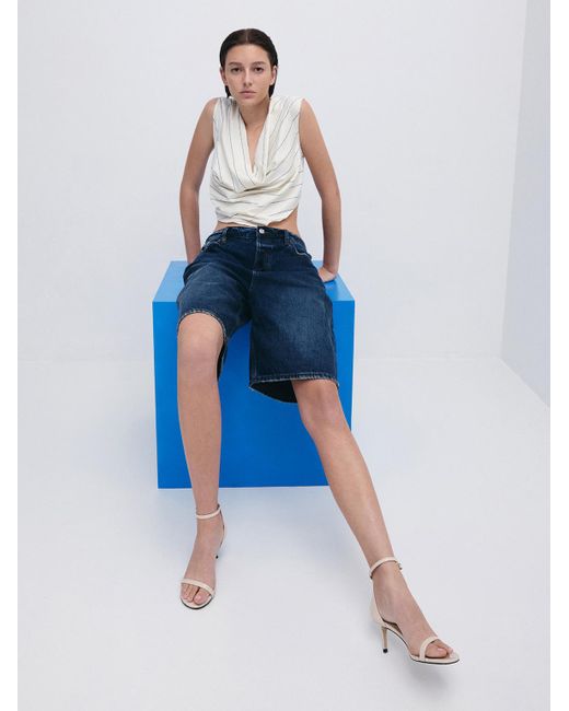 Charles & Keith Natural Patent Stiletto-Heel Ankle-Strap Sandals