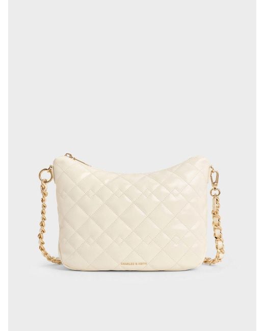 Charles & Keith Natural Duo Quilted Slouchy Hobo Bag