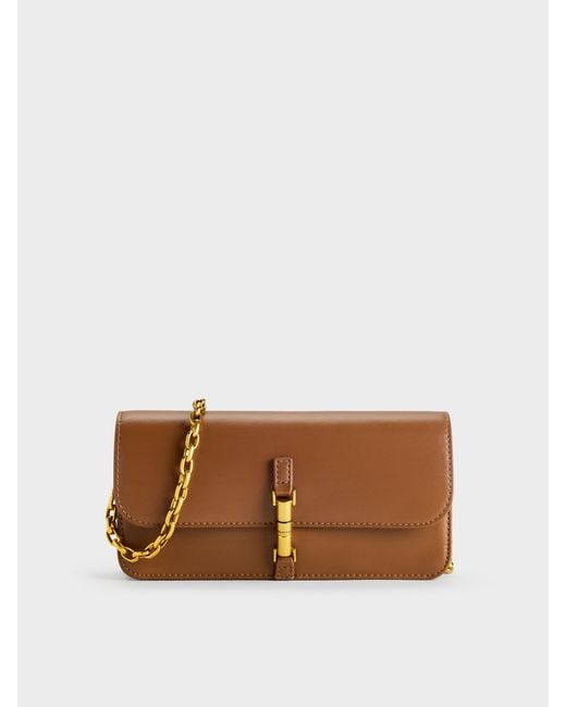 Charles & Keith Brown Cesia Wallet On Chain