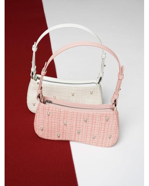 Charles & Keith Bunny Tweed Shoulder Bag in Pink Lyst