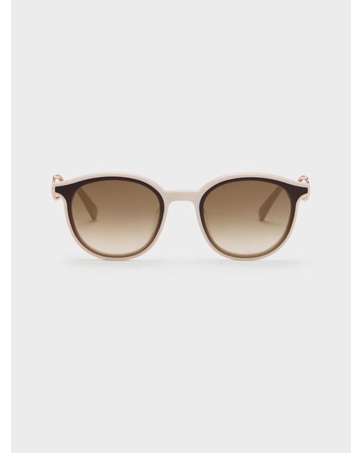 Charles & Keith Natural Ciara Heart-Motif Sunglasses