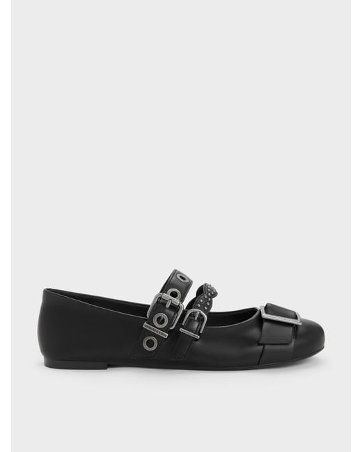 Charles & Keith White Aether Grommet Studded Mary Jane Flats
