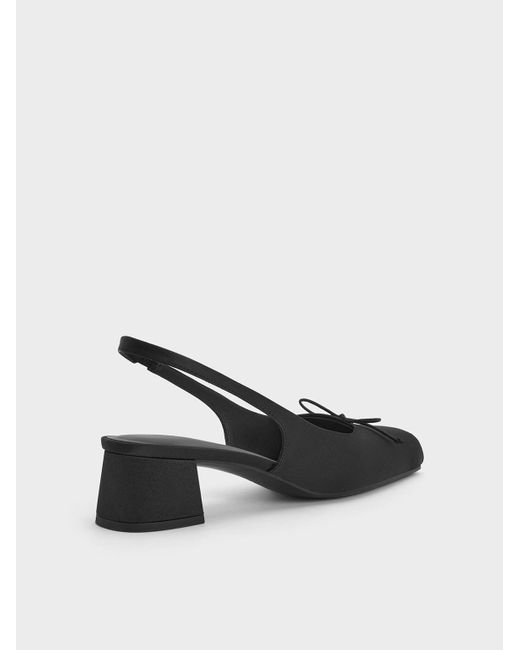 Charles & Keith Multicolor Satin Bow Square-Toe Slingback Pumps