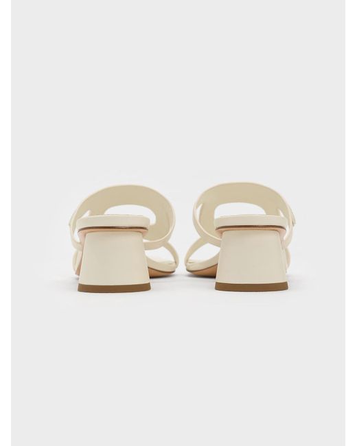 Charles & Keith Natural Cut-out Cylinder-heel Mules