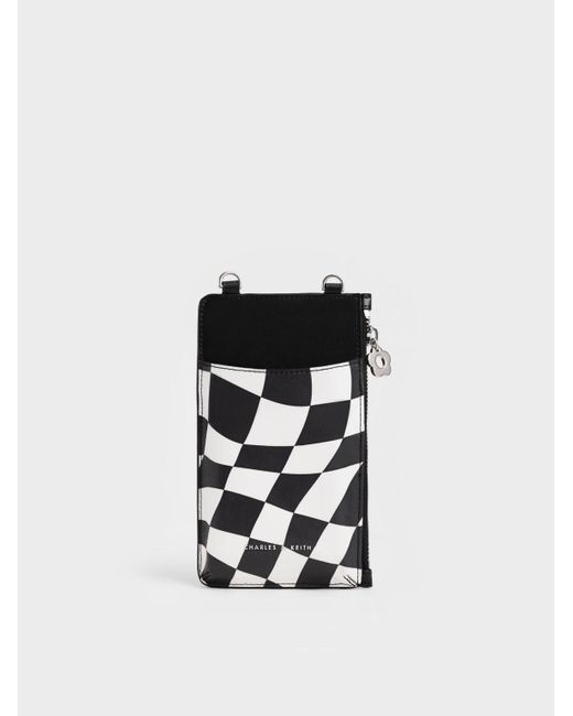 Charles Keith Minka Chain handle Checkered Card Holder In Black Lyst UK charles-keith-minka-chain-handle-checkered-card-holder-in-black-lyst-uk