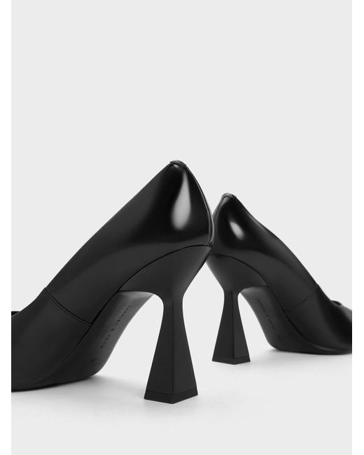 Charles & Keith Black Trapeze Heel Pointed-toe Pumps