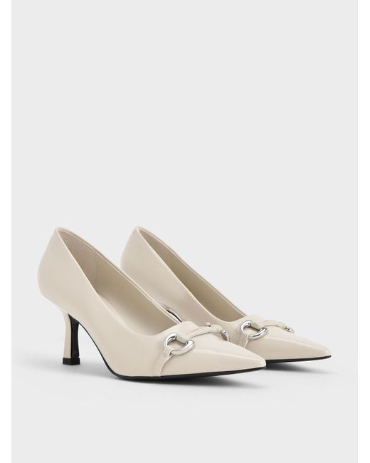 Charles & Keith Natural Metallic Accent Pointed-toe Pumps