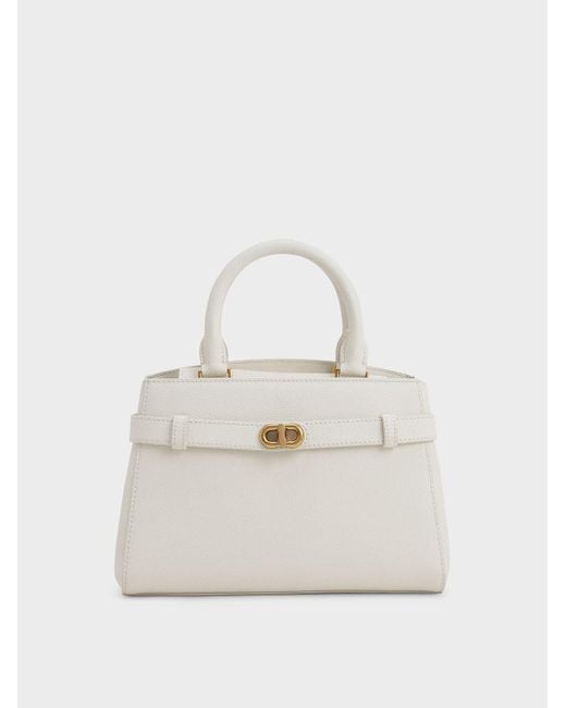 Charles & Keith Linen Aubrielle Metallic-accent Belted Bag - Lyst
