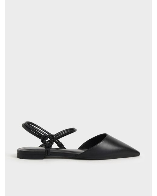 Charles & Keith Knotted Ankle-strap Ballerina Flats in Black | Lyst UK